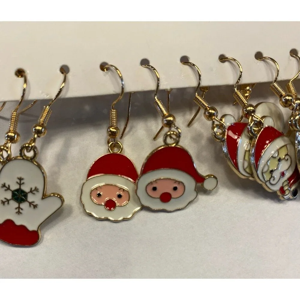 Christmas‎ Jewelry Earrings Santa St Nick Mittens Stocking Stuffer Gift for Her